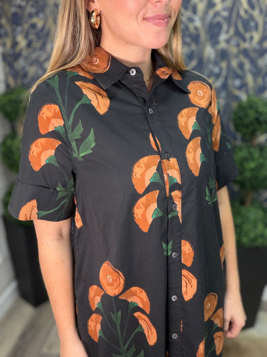 Petal Noir Midi Dress