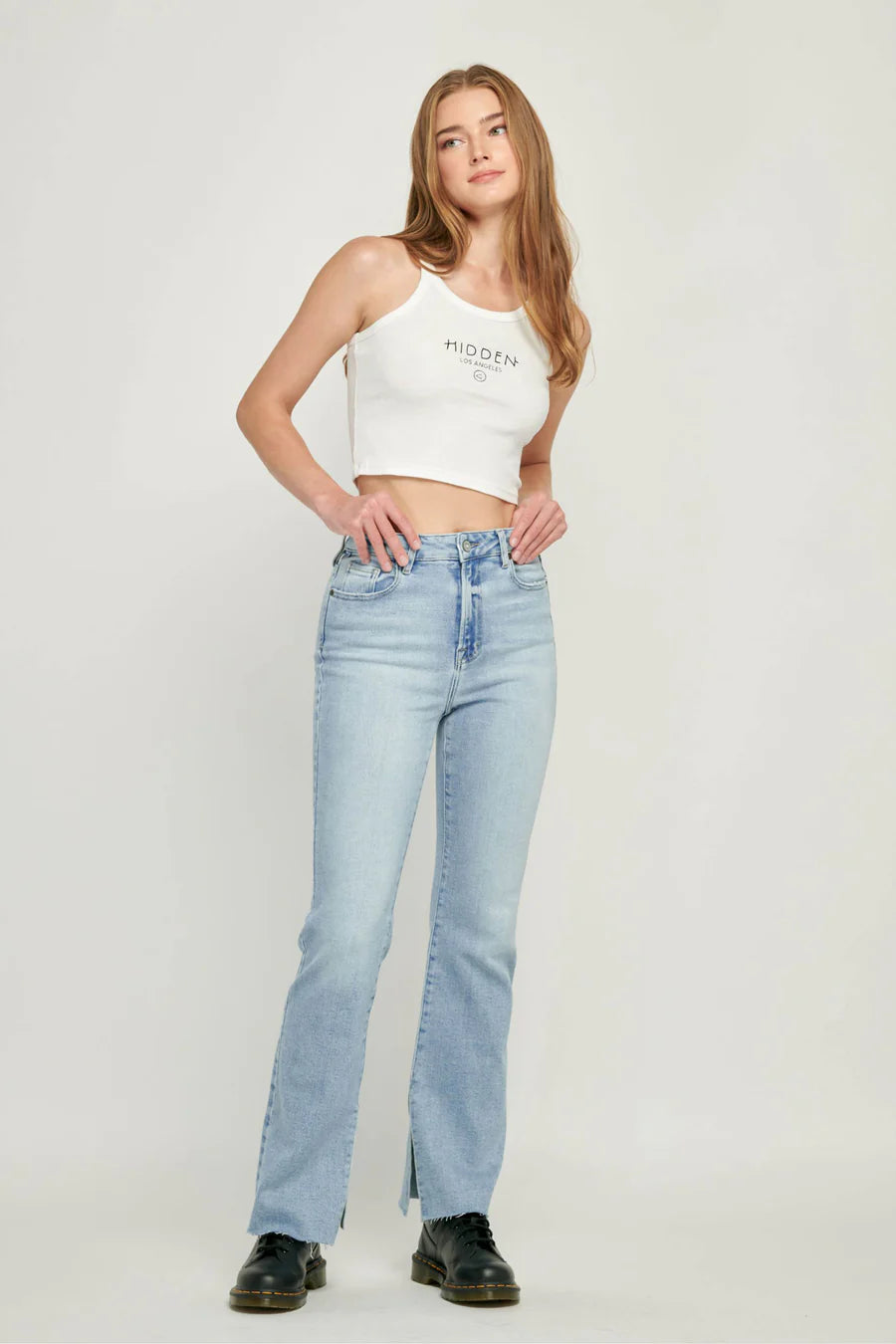 Ryan High Rise Bootcut Jeans with Slit