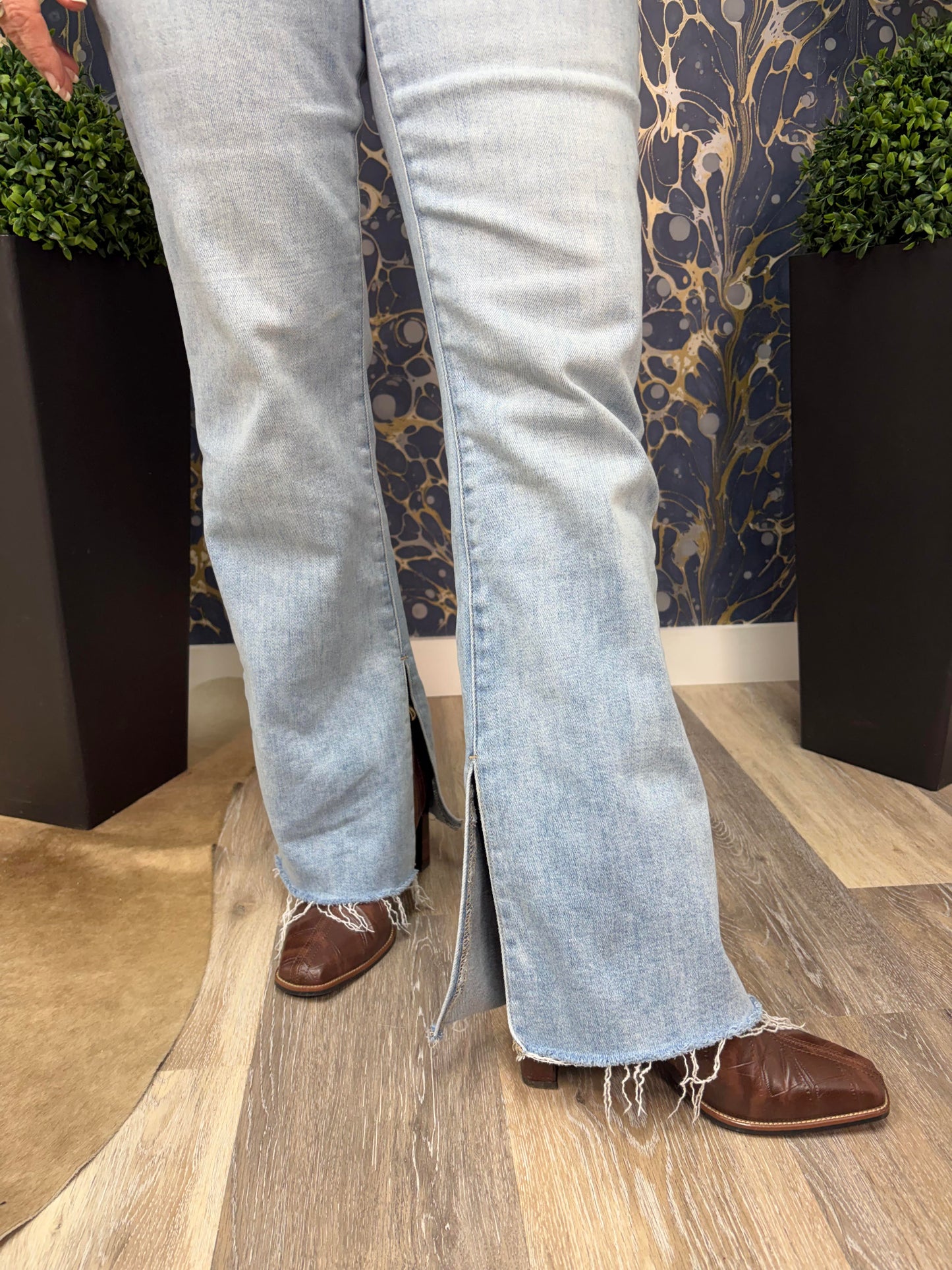 Ryan High Rise Bootcut Jeans with Slit