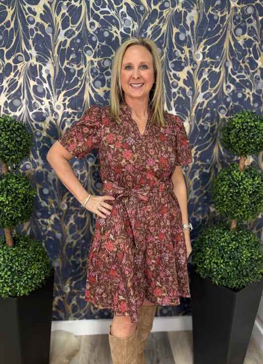 Vintage Woven Floral Mini Dress