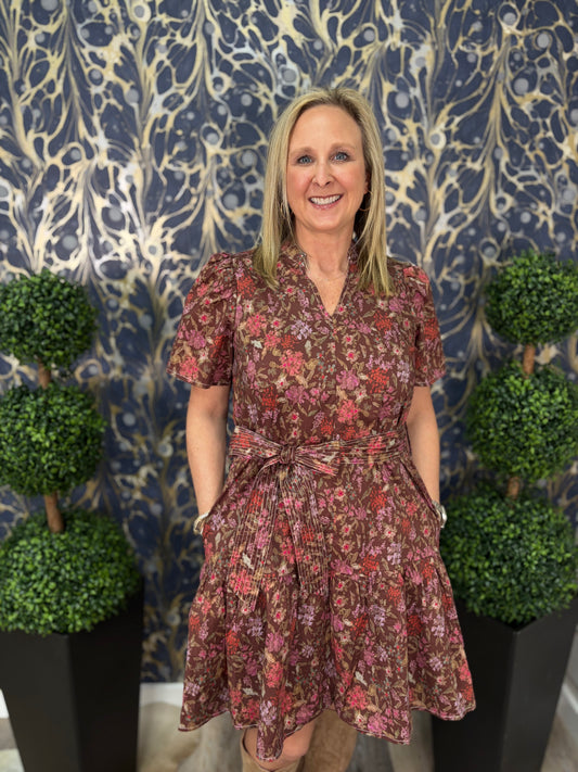 Vintage Woven Floral Mini Dress