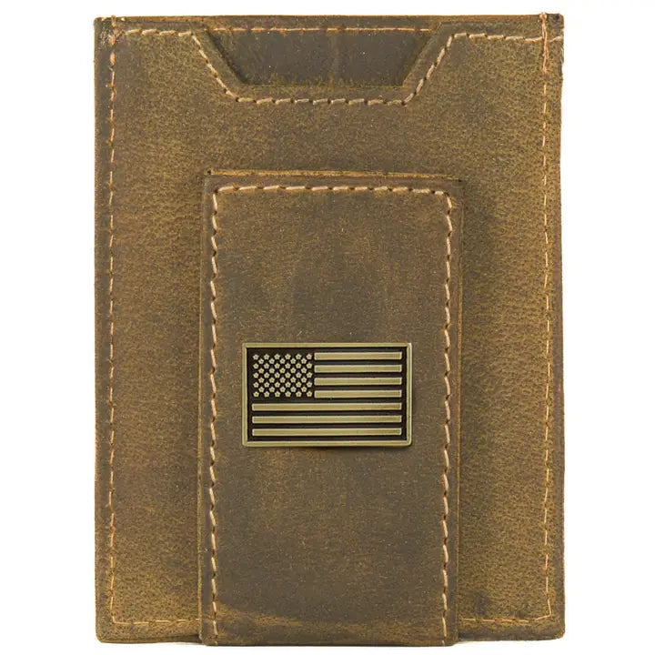 American Flag Leather Magnetic Wallet